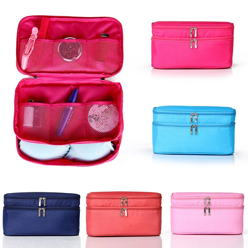 

Double-layer Travel Storage Bag Household Multifunctional Bra Underwear Toiletries Cosmetic Organizer Waterproof Beauty Box