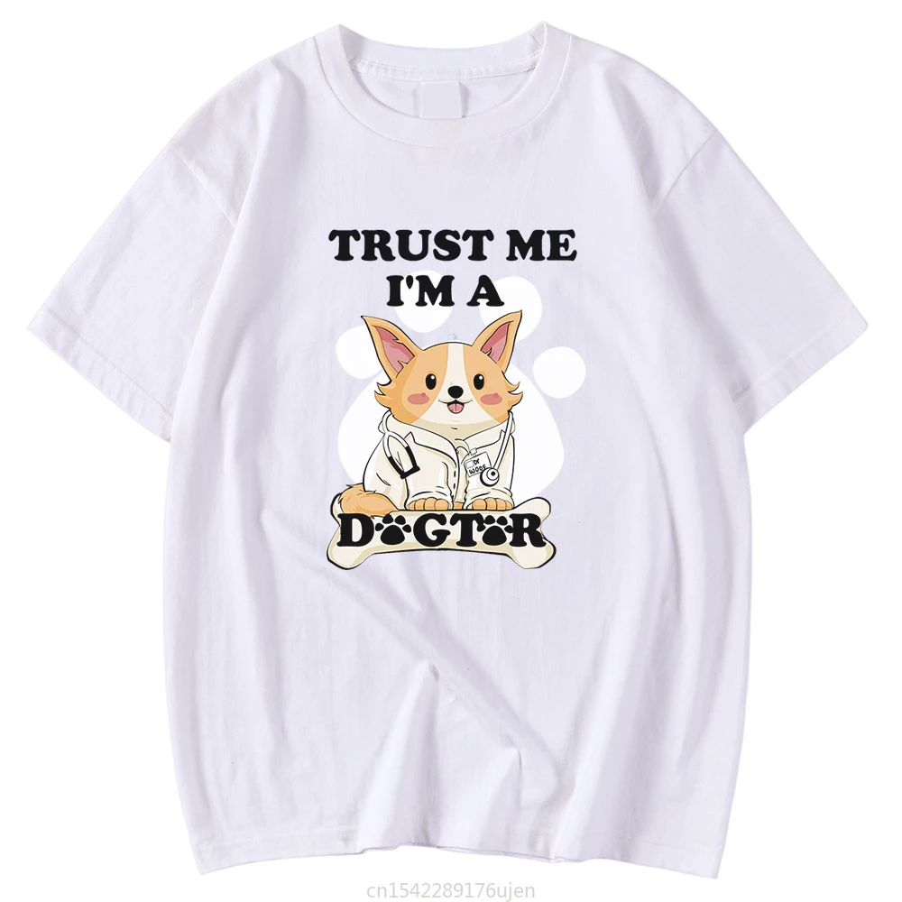 

Kohpweran Little Dog Trust Me Funny Printed Short Sleeve Women's T Shirt Summer Unisex Breathable O-Neck Tops Tees