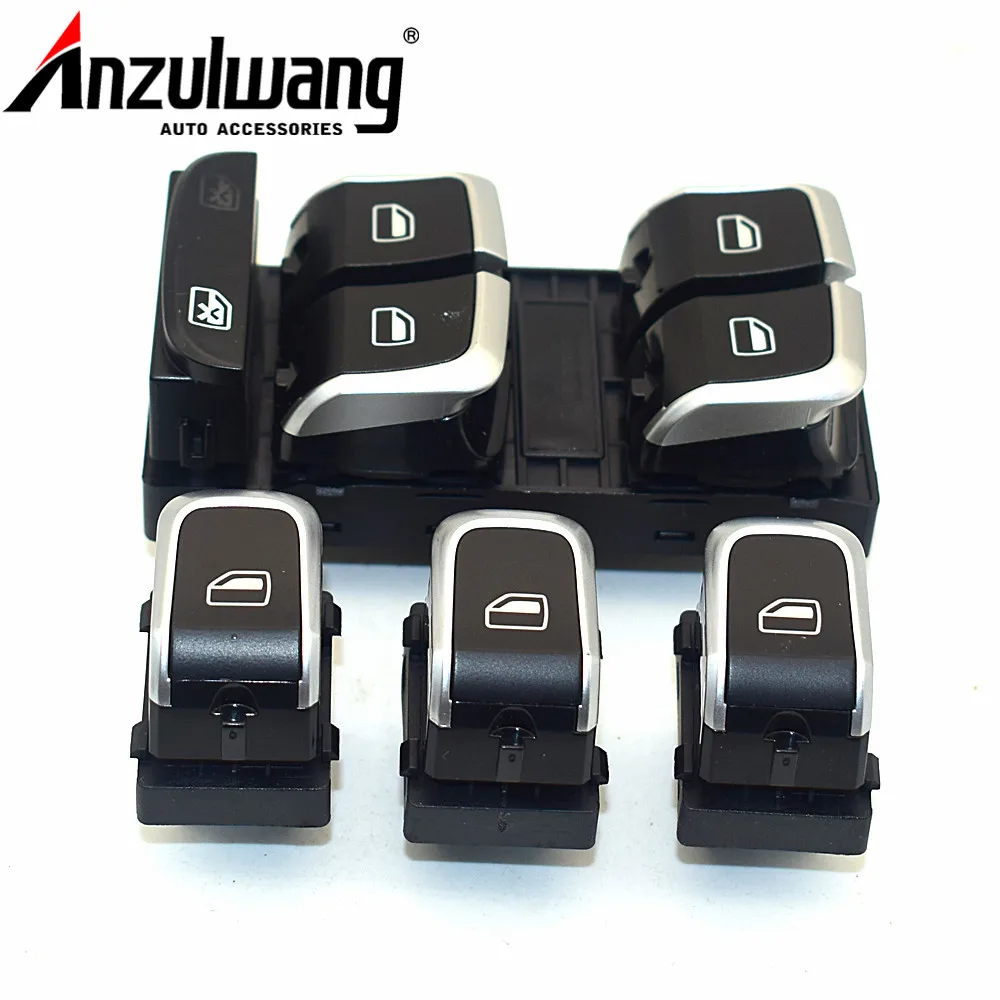 Набор из 4 новых хромированных электронных кнопок управления окном для AUDI A4 S4 B8 Q58