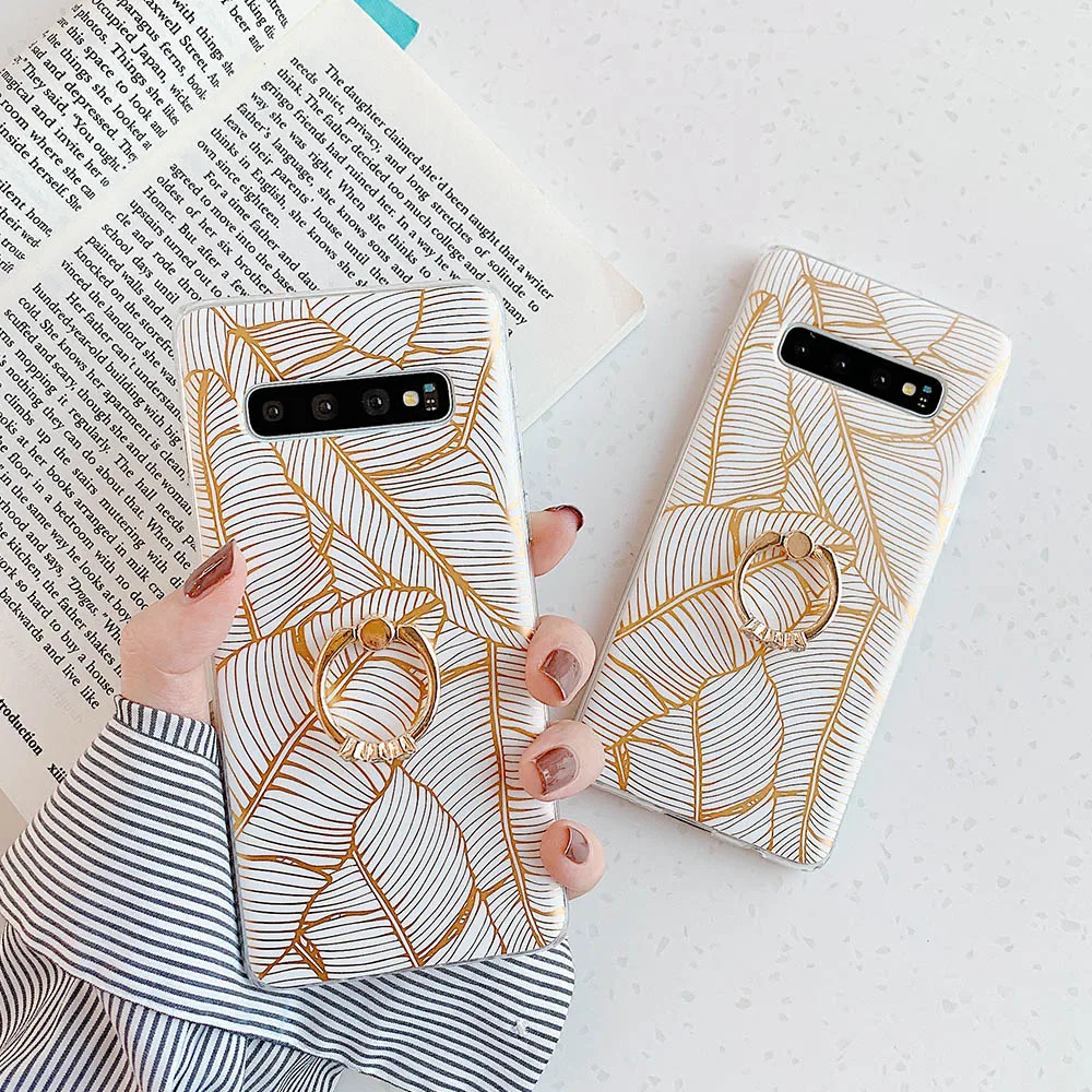 Чехол для телефона с золотыми тропическими листьями Samsung Galaxy Note 8 9 S9 Plus S8 S10 S10E