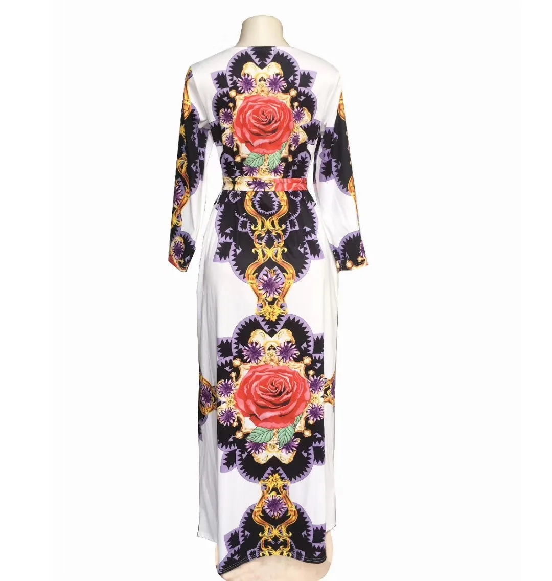 Новая мода цветочный принт в виде роз с эластичным ремешком свободные Стиль