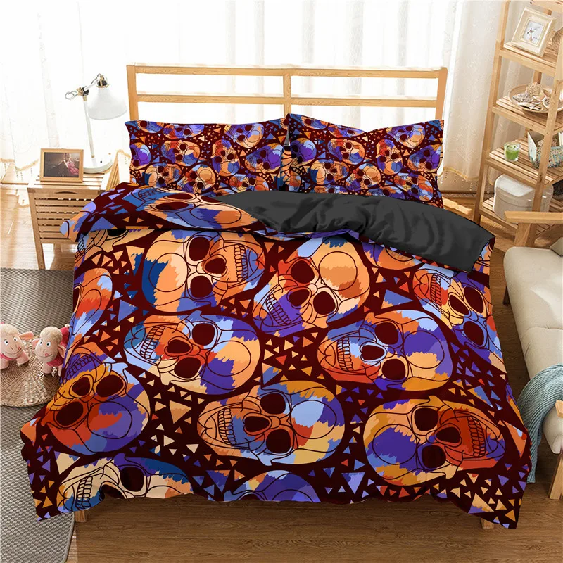 

Gothic Skull Bedding Sets 3D Duvet Cover Set Horror Themed Quilt Covers Pillowcase King Queen Size Quilt Cover 2/3pc