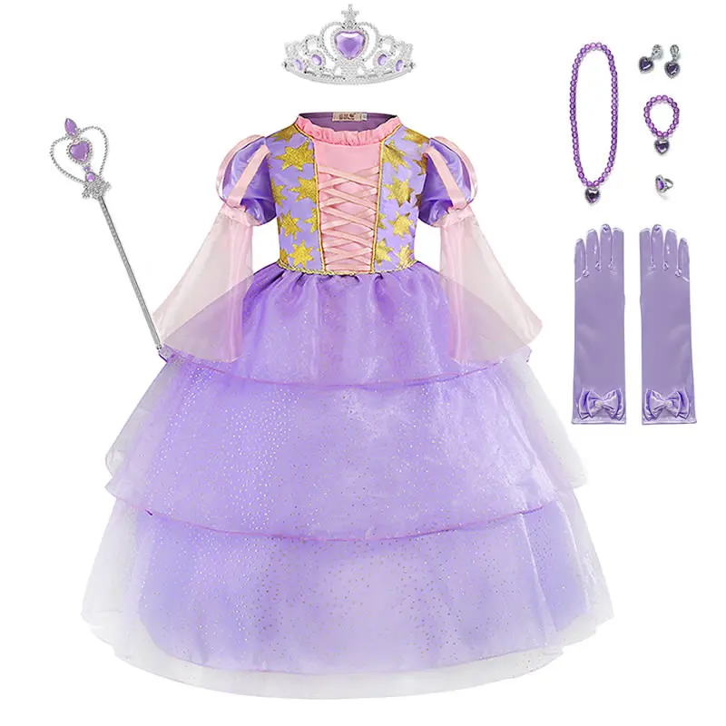 Запутанное волшебное платье для девочек От 2 до 10 лет Детское фиолетовое