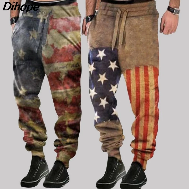 2021 в стиле хип хоп для бега Для мужчин с рисунком флага девочек штаны шаровары
