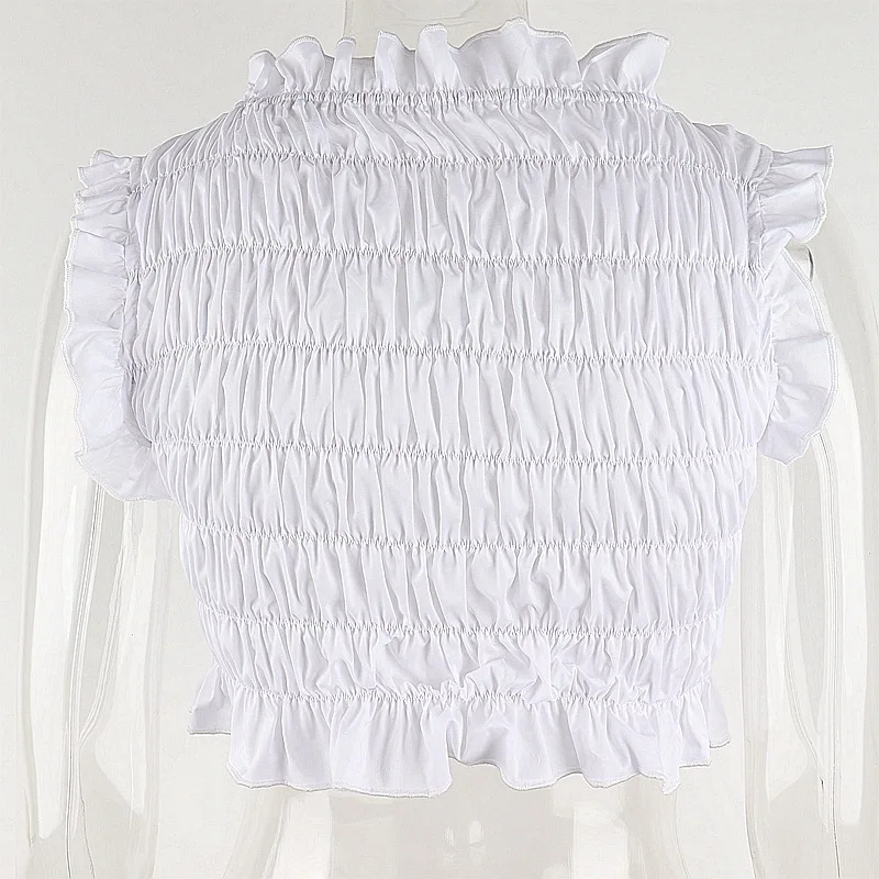 

2021 Summer Crop Y2k Top Cropped T-shirt New Fashion Sweet Lace Slim Slimming Strapless Sleeveless Vest Women's Clothing