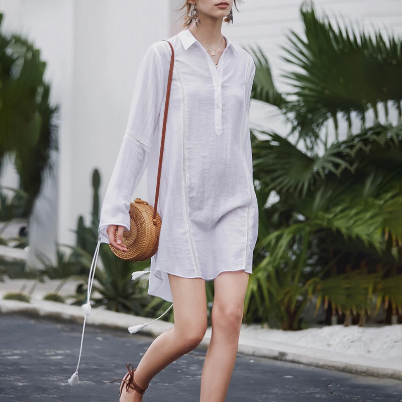 VGH свободные женщины большого размера топы и блузки с длинным рукавом отворот