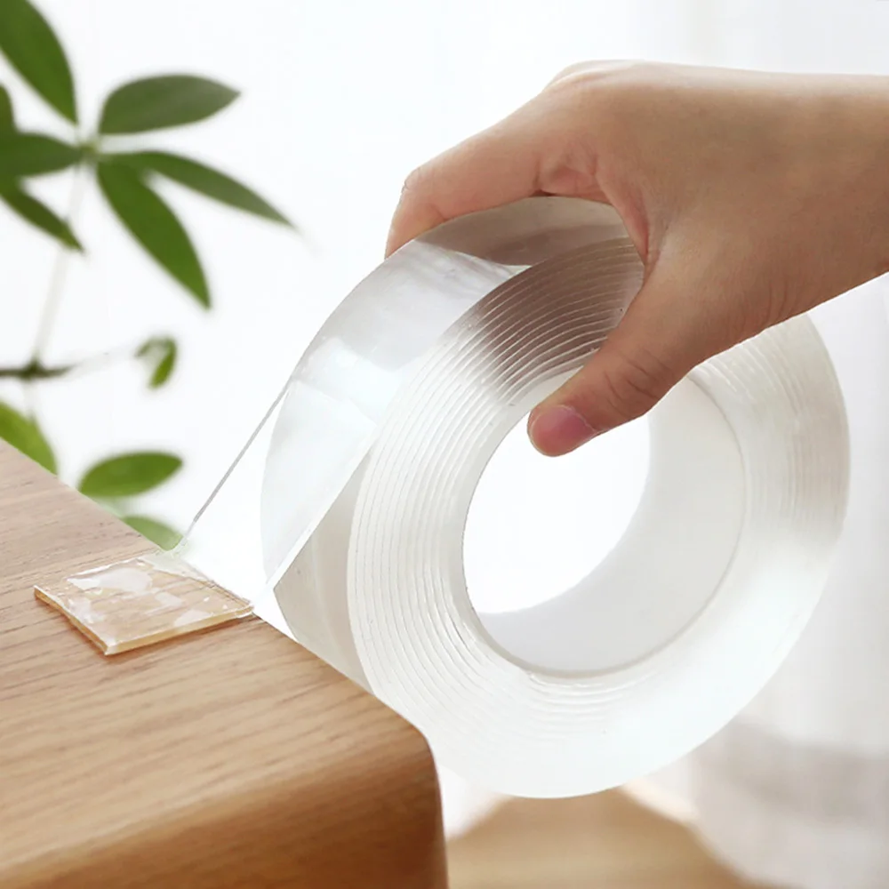 

1M/3M/5M Powerful Nano Magnetic Transparent Tape Cleanable Waterproof Self Adhesive Sticker No Trace Reusable Double Sided Tapes