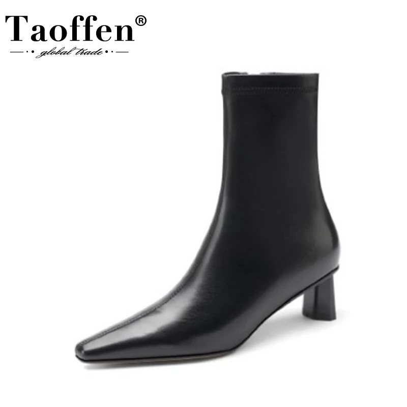 

Taoffen New Women High Heel Boots Strange Heel Zipper Women Winter Shoes Fashion Sexy Party Shoes Women Footwear Size 34-40