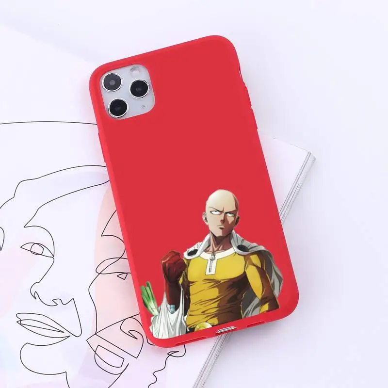 

One Punch Phone Case Red Candy Color for iPhone 6 7 8 11 12 s mini pro X XS XR MAX Plus