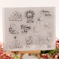 1pc christmas animals transparent clear silicone stamp seal cutting diy scrapbook rubber coloring embossing diary decor reusable