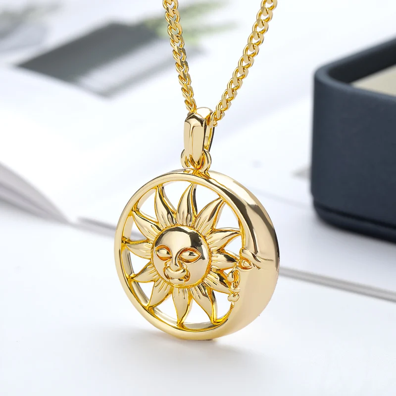 

Delicate Round Sun Necklaces For Women Smil SunFlower Luxurious Necklace Chain Choker For Lover Couple Jewelry Gifts