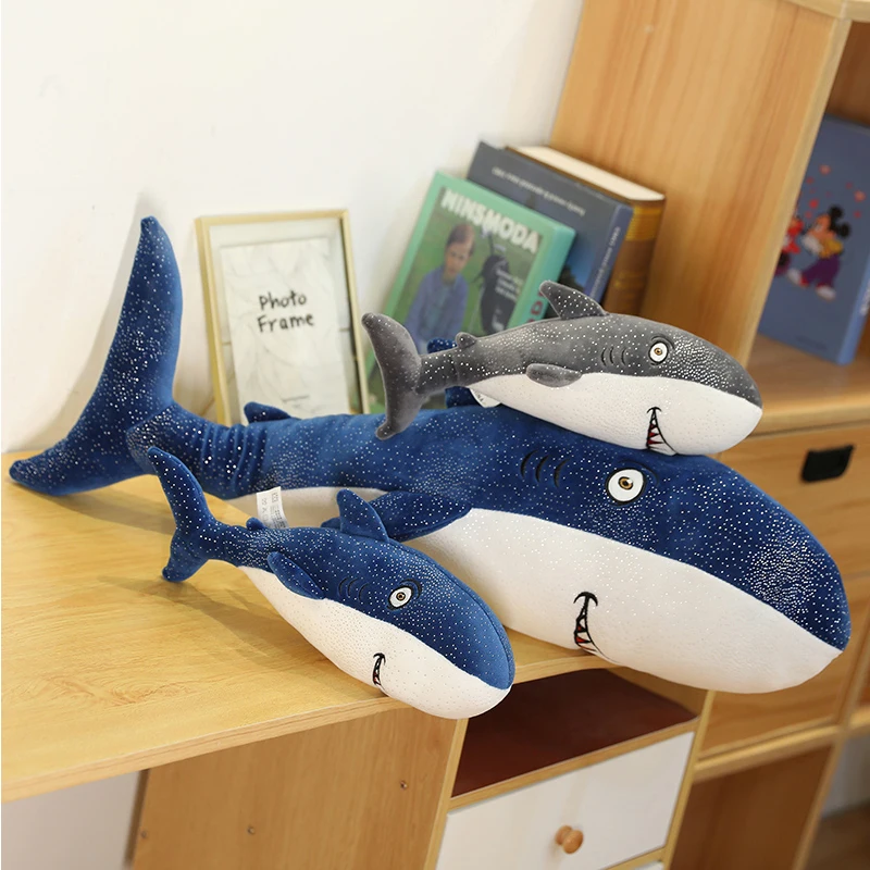 

33-120cm Cute Marine Life Cartoon Tiger-shark Plush Toy Sea Animals Smile Bullhead Shark Soft Stuffed Doll Pillow Gifts For Kids