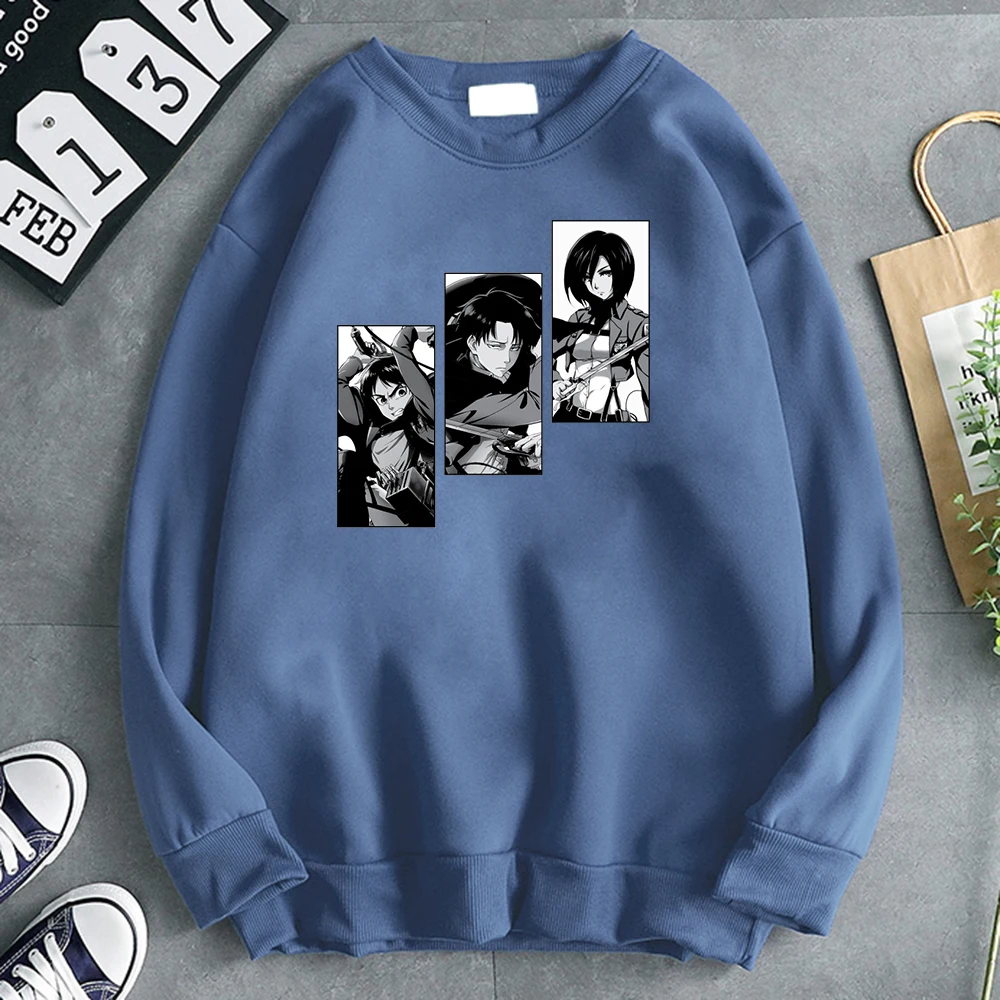 

Anime Harajuku Attack On Titan Print Man Sweatshirt Winter Fleece Hoodies Sweatshirts Cartoon Anime Loose Streetwear Hooded Mens