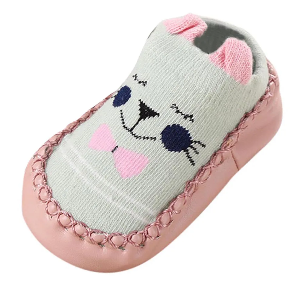 Детская обувь носочки носки-тапочки с мультяшными ушками для новорожденных