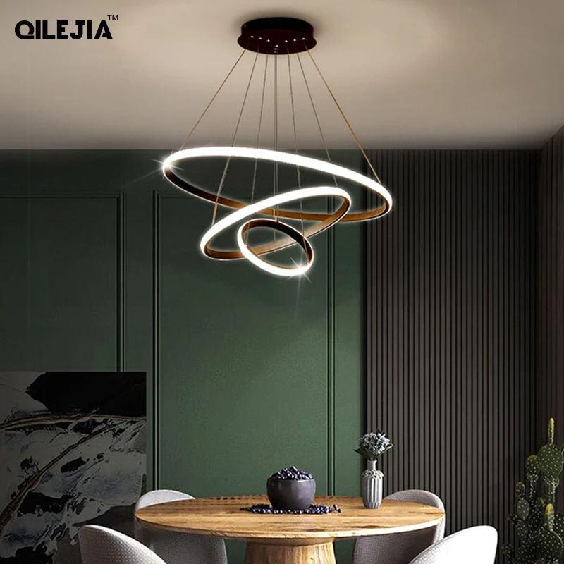 Люстра золотистого/кофейного/белого цвета для гостиной столовой кухни круглой