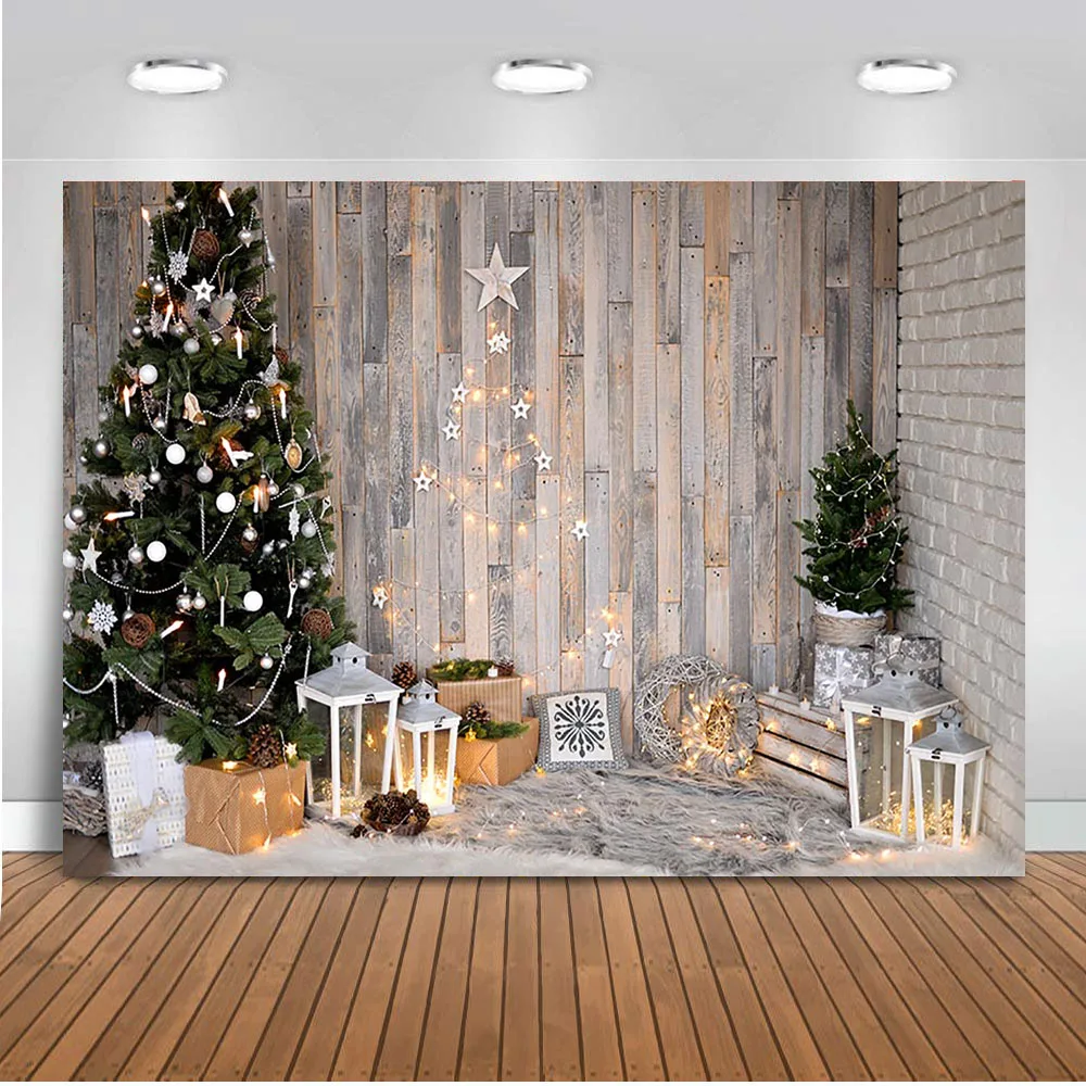 Рождественский фон для фотографии деревянный пол фотостудии семья