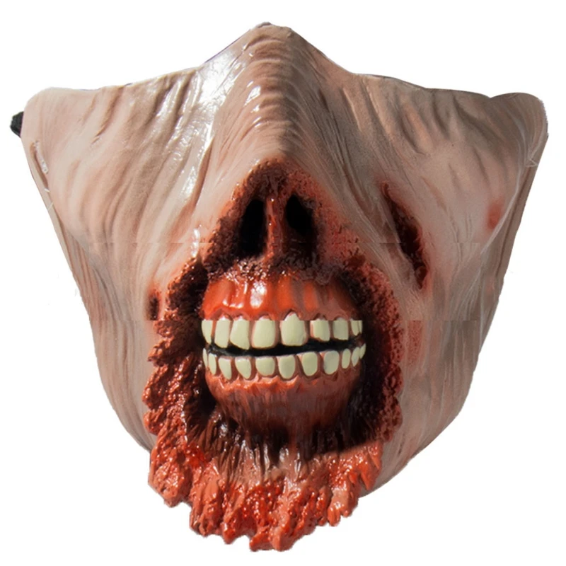 

Bloody Face Mask Horrifying Half-Face Mask w/ Washable Breathable Latex for Halloween Party Cos-play Stage Performance