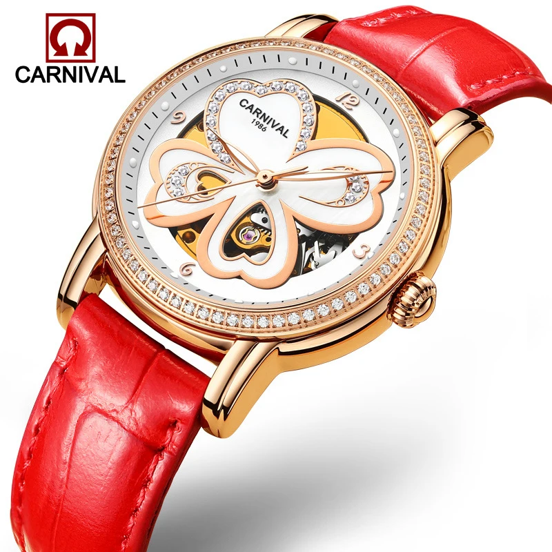 CARNIVAL Brand Women Mechanical Watch Ladies Luxury Fashion Sapphire Automatic Wristwatches Waterproof Luminous Relogio Feminino