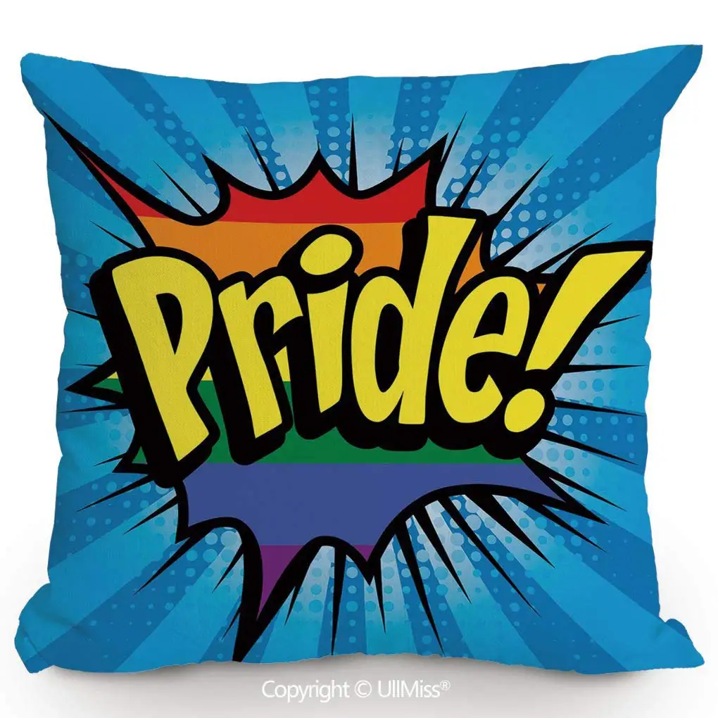 

Both Sides Same Pattern Printing x Throw Pillow Covers Style Pop Art Elements Pride Blast Boom Comic Vintage Typography