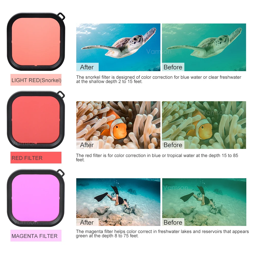 vamson for gopro accessories set for go pro hero 8 black waterproof housing case backpack clip for gopro 8 action camera vs156 free global shipping