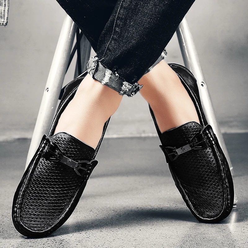 Летние модные мужские мокасины для вождения уличные лоферы мужская повседневная