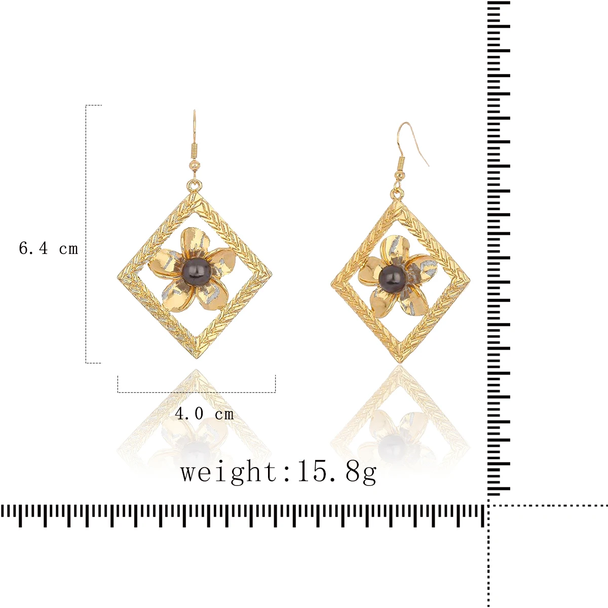 

Cring Coco Hawaiian Geometric Drop Earrings Women's Fashion Flower Earring with Pearl for Lady Summer Party Gift Trendy Jewelry