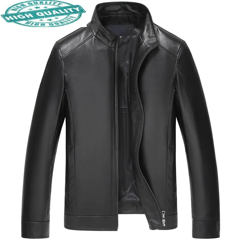 

100% Autumn Genuine Sheepskin Leather Jacket Male Biker Jackets for Men Spring Black Thin Men's Clothing Jaquetas Gmm23