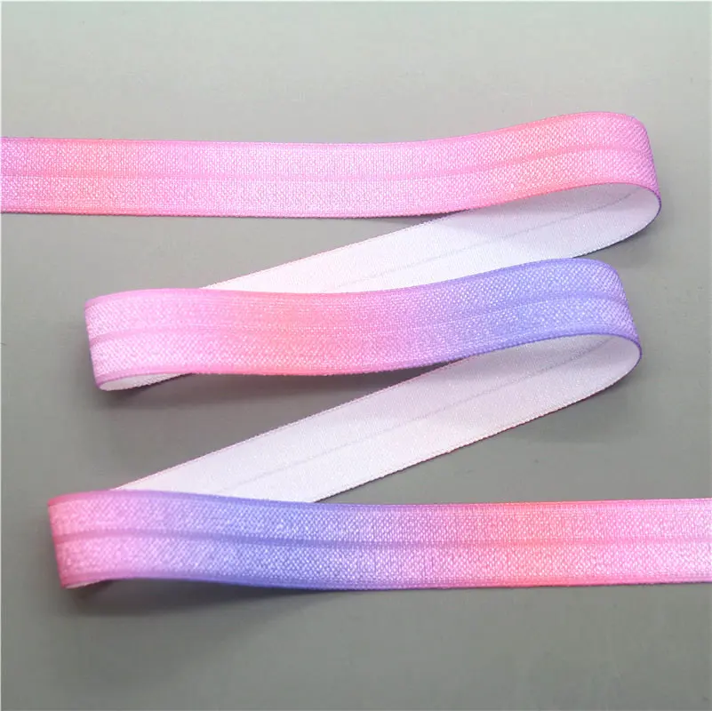 DHK 5/8'' 5yards gradient colors printed Fold Elastic FOE stretch ribbon hairbow headwear headband DIY OEM E1629 | Дом и сад