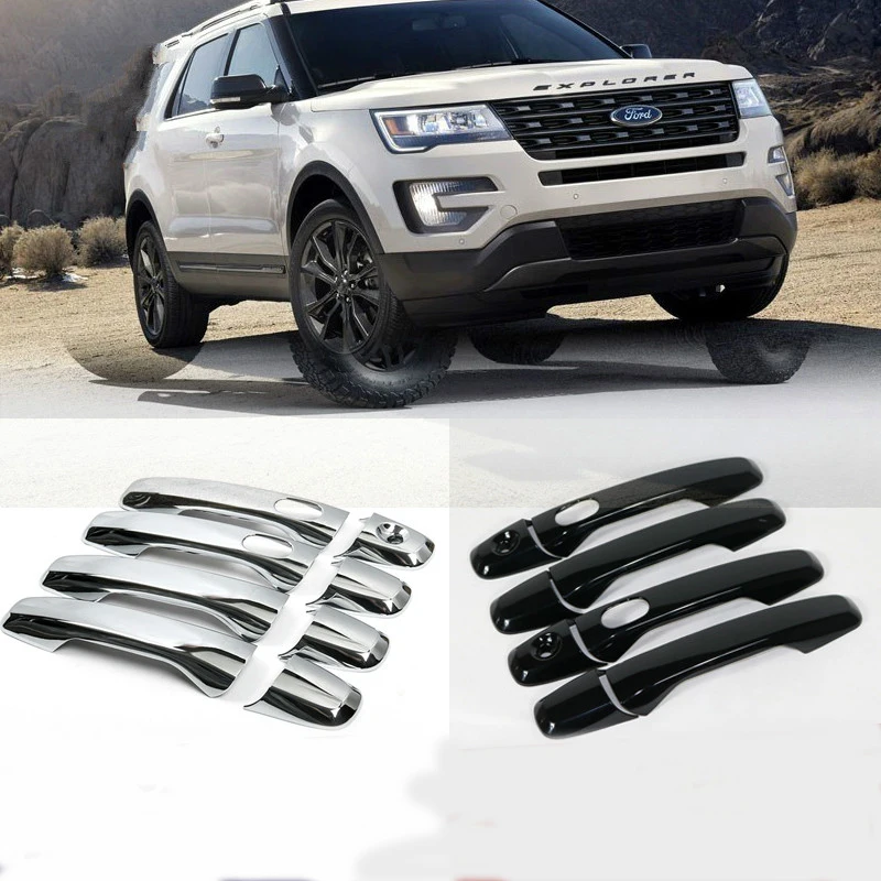

Fit For Fit Ford Explorer Sport 2016 2017 New ABS Chrome Car Door Handle Covers Trim Auto Accessories with Smart Holes 8pcs