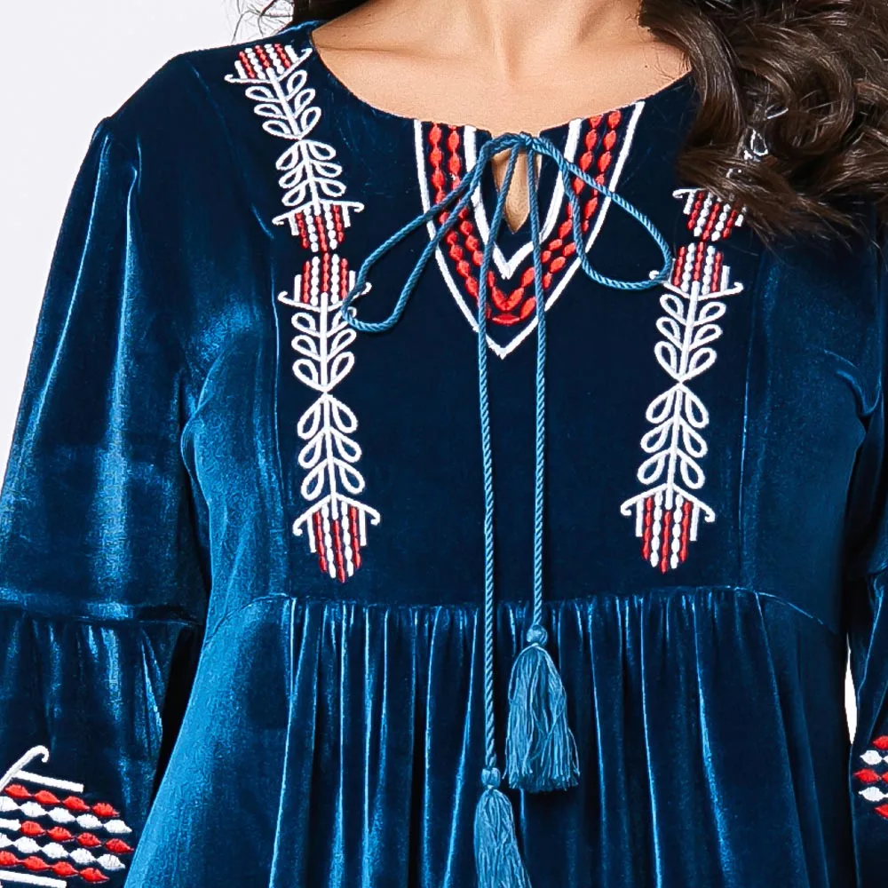 Bnsq Arab Emas Beludru Bordir Abaya Gaun Musim Dingin Wanita Muslim Kaftan Kaftan Maroko Islam Dubai Indonesia Gaun India