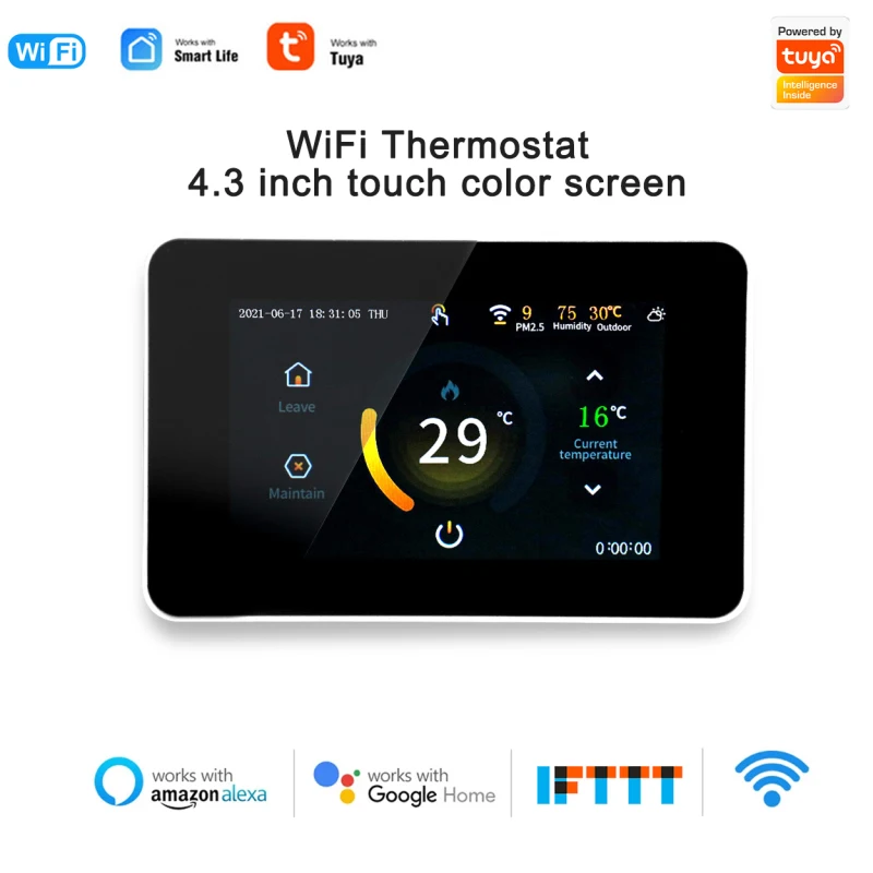 

Tuya Smart Thermostat Touch Screen Programmable Water Gas Boiler Heating Thermostat Voice Control Works With Alexa Google Home