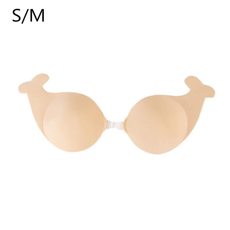 

2 Colors 3 Sizes Underwear Beach Party Detachable Front Buckle Strapless Fixed Front Buckle Self-Adhesive Dolphin Invisible Bra