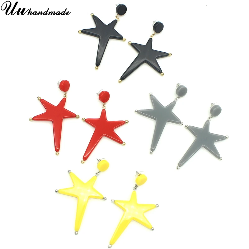 Акриловые в форме звезды черного и серого цвета свисающие серьги для женщин