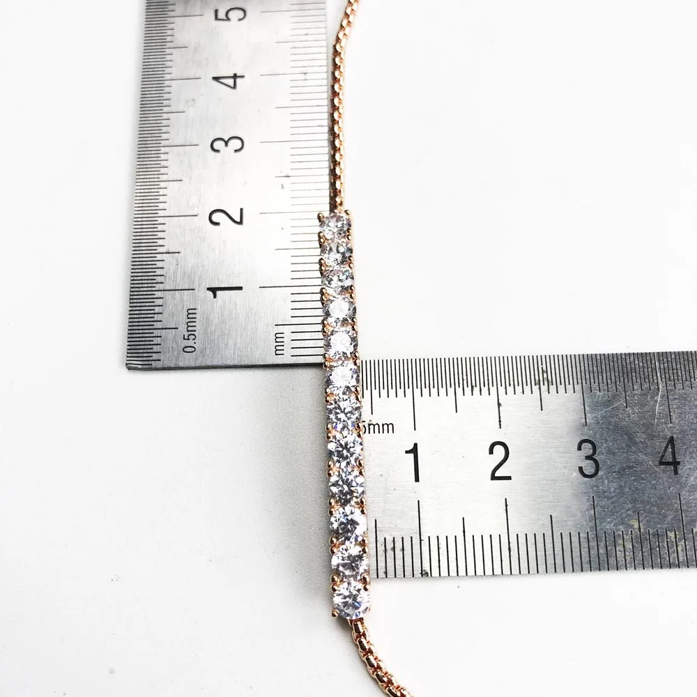 Звено цепи браслеты из стерлингового серебра 925 пробы розовое золото