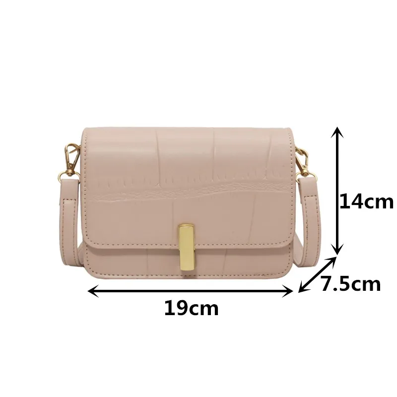 

Retro Stone Pattern Crossbody Bags for Women 2021 New Small Flap Messenger Handbag Female Quality Square Pu Leather Shoulder Bag