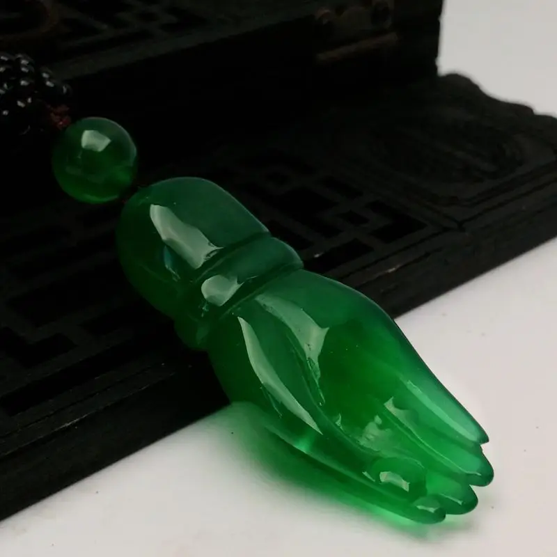 Насыщенного дарит неповторимое зеленого нефрита миелина Fushou Ping An Будда подвеска