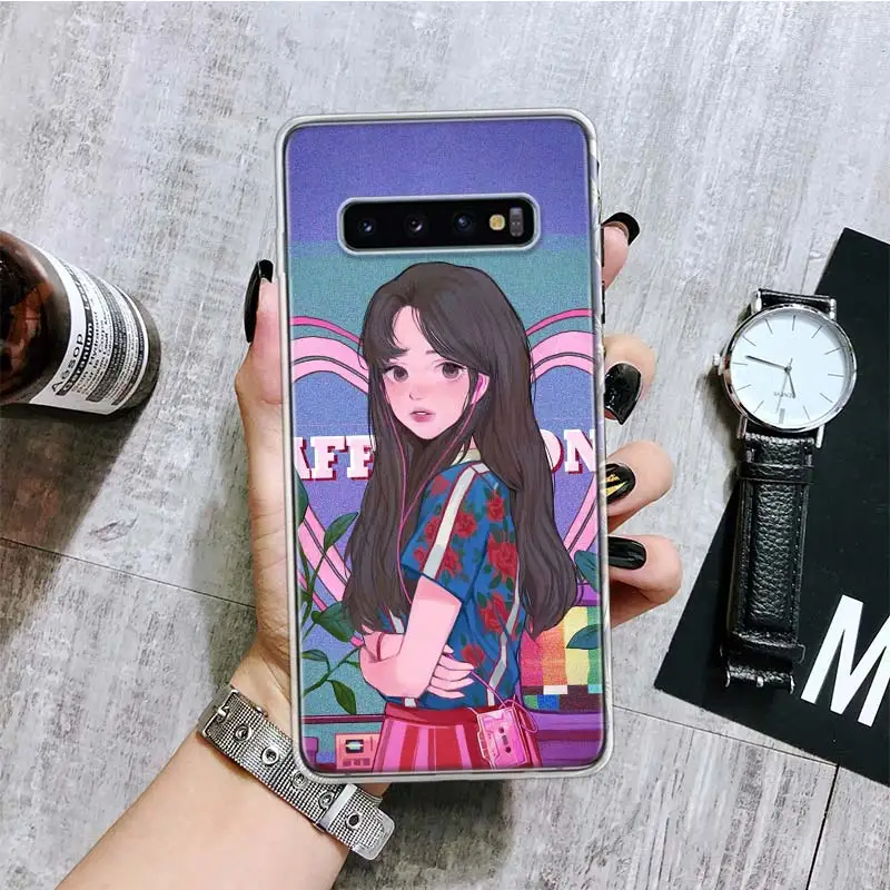 INS Kawaii японский аниме иллюстрация девушка чехол для телефона Samsung Galaxy S20 FE S10 Plus S21