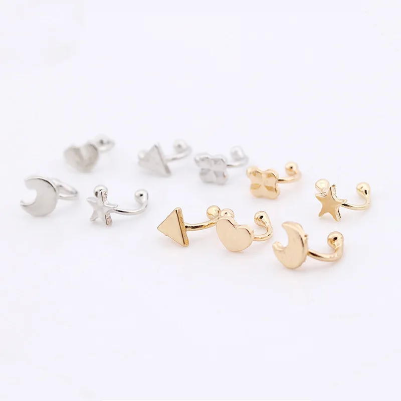 Женская серьга в виде клипсы пентаграмма Звезда Любовь Луна ухо клип серьги не