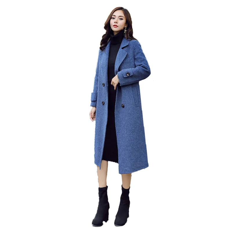 

Женское зимнее теплое шерстяное пальто, Свободное длинное пальто в Корейском стиле, модель GH874 на осень и зиму, 2021