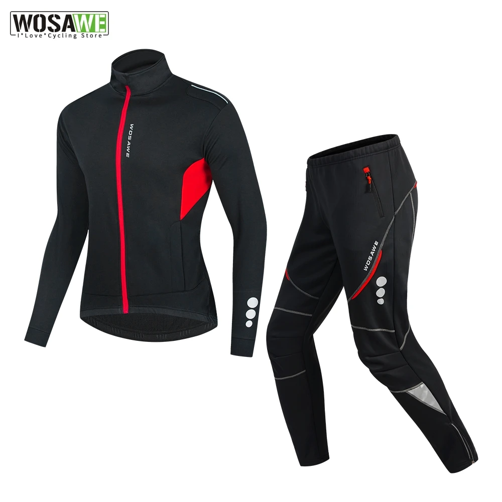 

WOSAWE новый комплект одежды для велоспорта зимние теплые флисовые штаны ветрозащитный светоотражающий велосипедный комплект из Джерси Мужс...