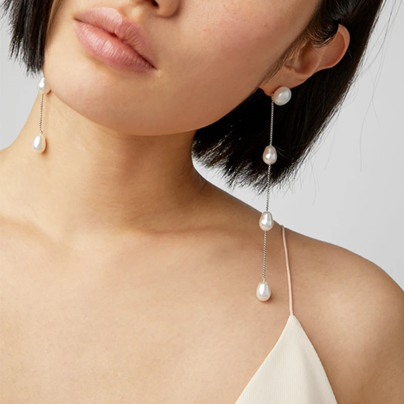 Elegant Lady's Handmade Natural Pearl Earrings Temperament Fashion Classic Long Drop Dangle Harajuku Korean Jewelry | Украшения и