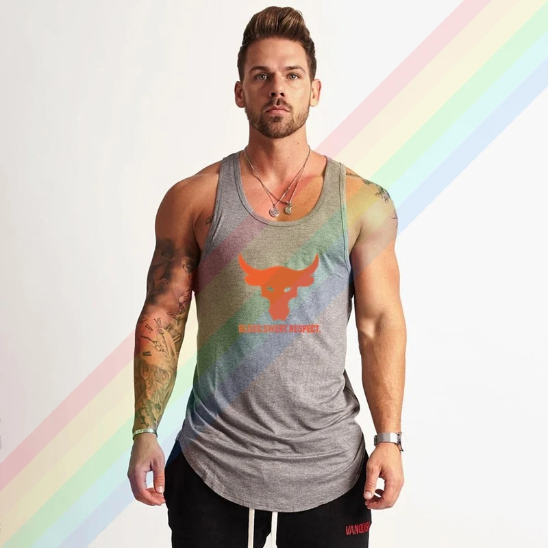 Темно-красные удобные Майки для бодибилдинга с логотипом брама быка Project - Rock