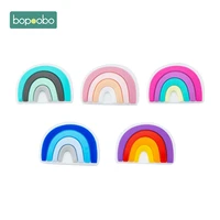 bopoobo 5pcs silicone beads food grade silicone rainbow beads pacifier chain accessories for children can chew baby teethers