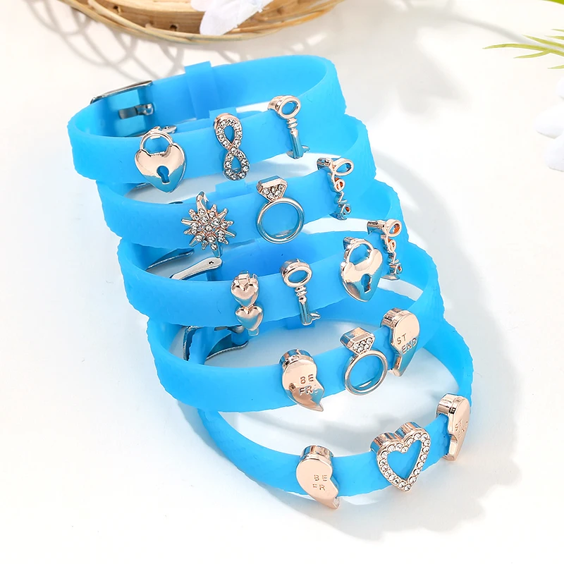 Силиконовая цепочка очаровательные браслеты сплав единорог торт брелок бусины