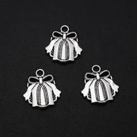 15pcslots 17x19mm antique silver plated christmas charm alloy metal gift box pendants for diy jewelry making findings crafts