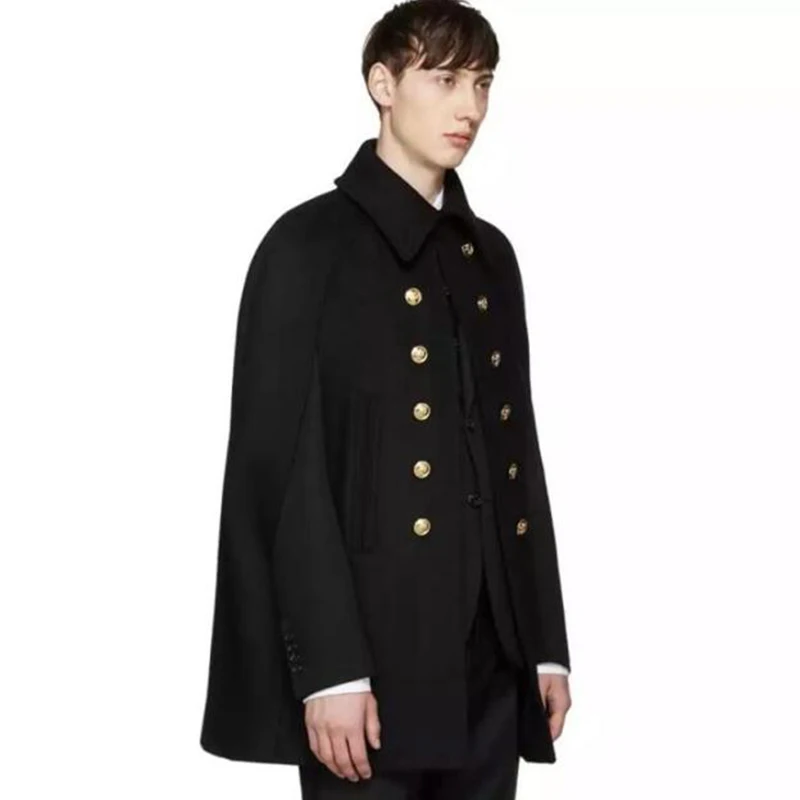 

Autumn and Winter Loose Long Coat Men's New Cloak Cloak Woolen Coat Large Size Woolen Men's Tide Bat Sleeve Black Wool Coat