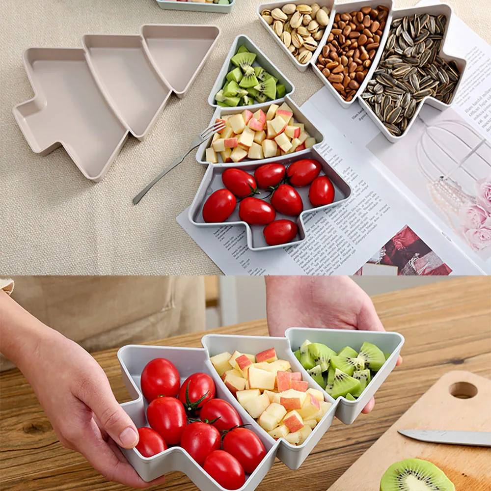 4 цвета Рождественская елка Форма конфеты закуски орехи сухие фрукты Пластик