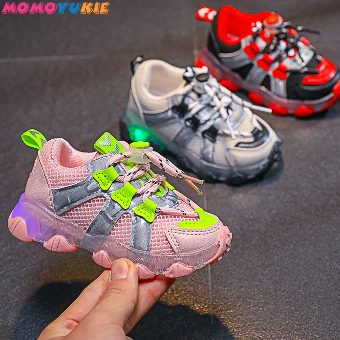 Zapatos brillantes de talla 21-30 para beb&eacute;s, zapatillas transpirables Led para ni&ntilde;os, zapatillas brillantes con suela luminosa-0