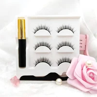 3 pairs black false eyelashes natural magnetic eyelash with eyeliner tweezer 5 magnets lashes cilios magnetico makeup sets