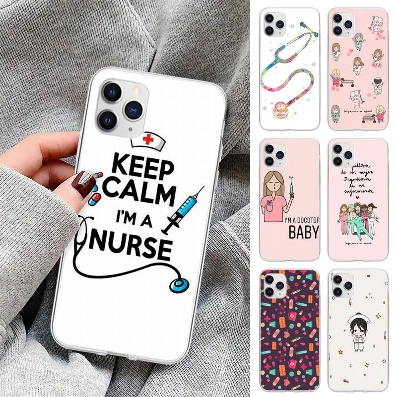 

Nurse Medical Medicine Phone Case For IPhone 12 11 Pro Max Xs X Xr 7 8 6 6s Plus 5s Se 2020 Transparent Cover